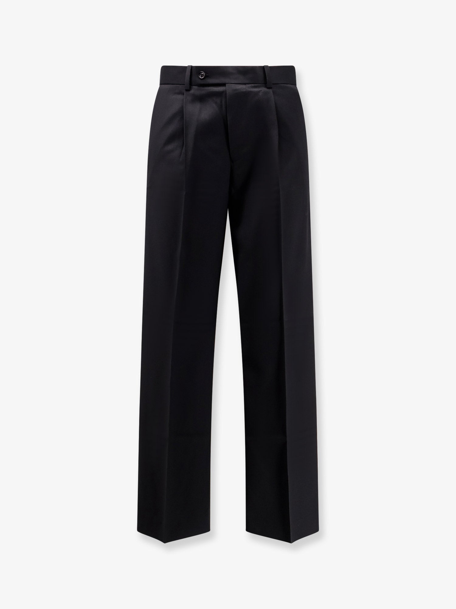 Wool-Blend Pleated Wide-Leg Trousers — Black