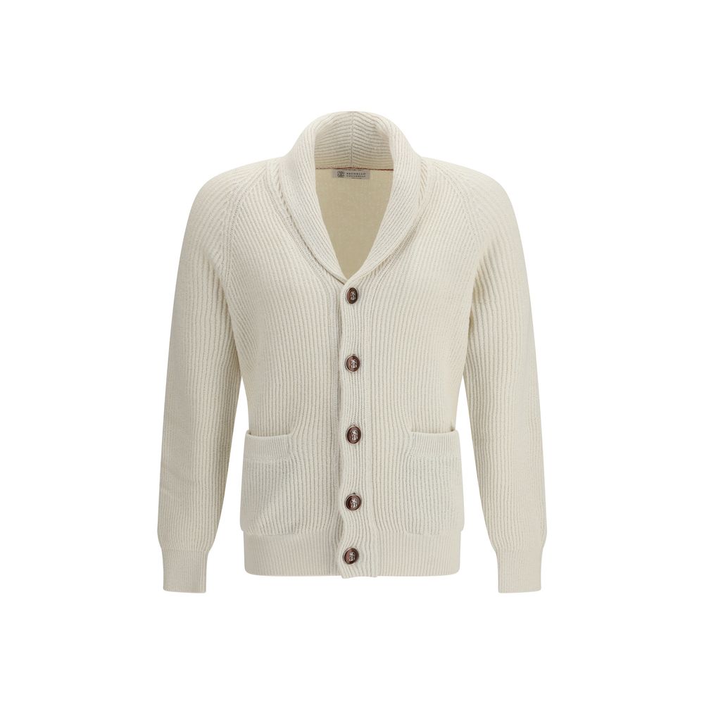 Ribbed Cotton Cardigan — Beige