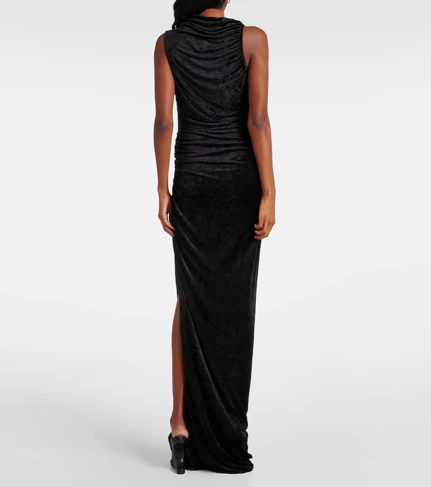 Lilies Svita ruched velvet jersey gown