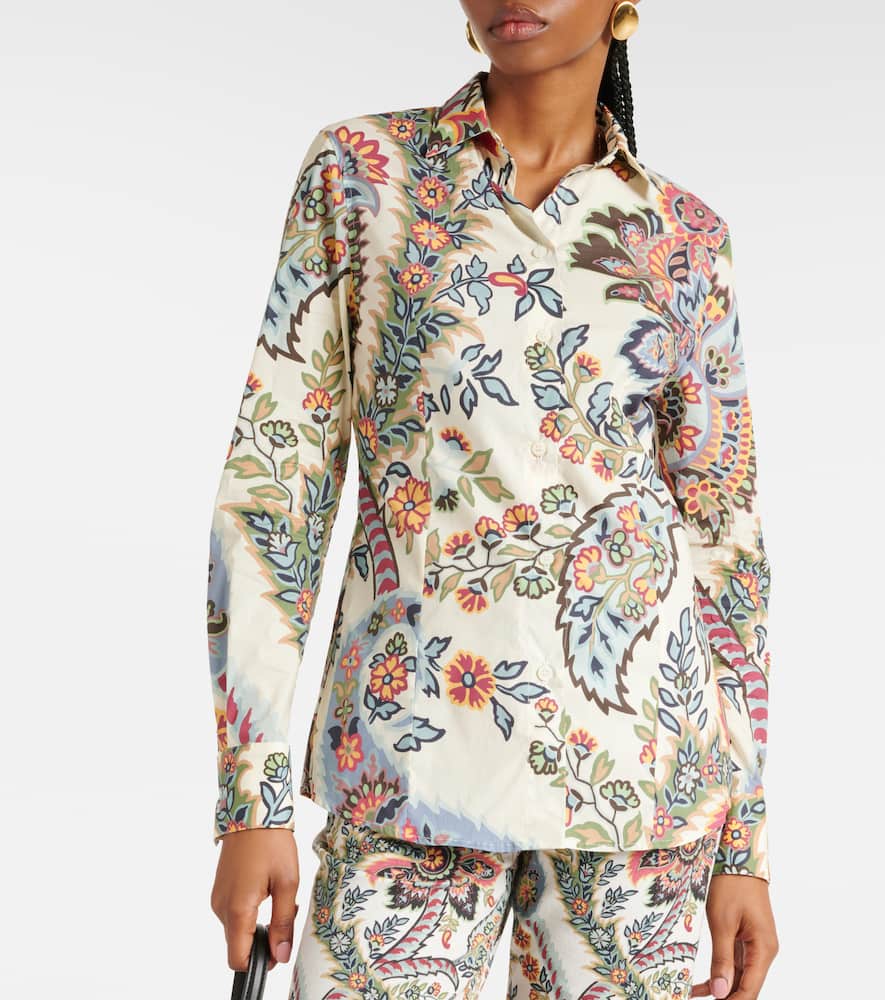 Floral cotton-blend shirt