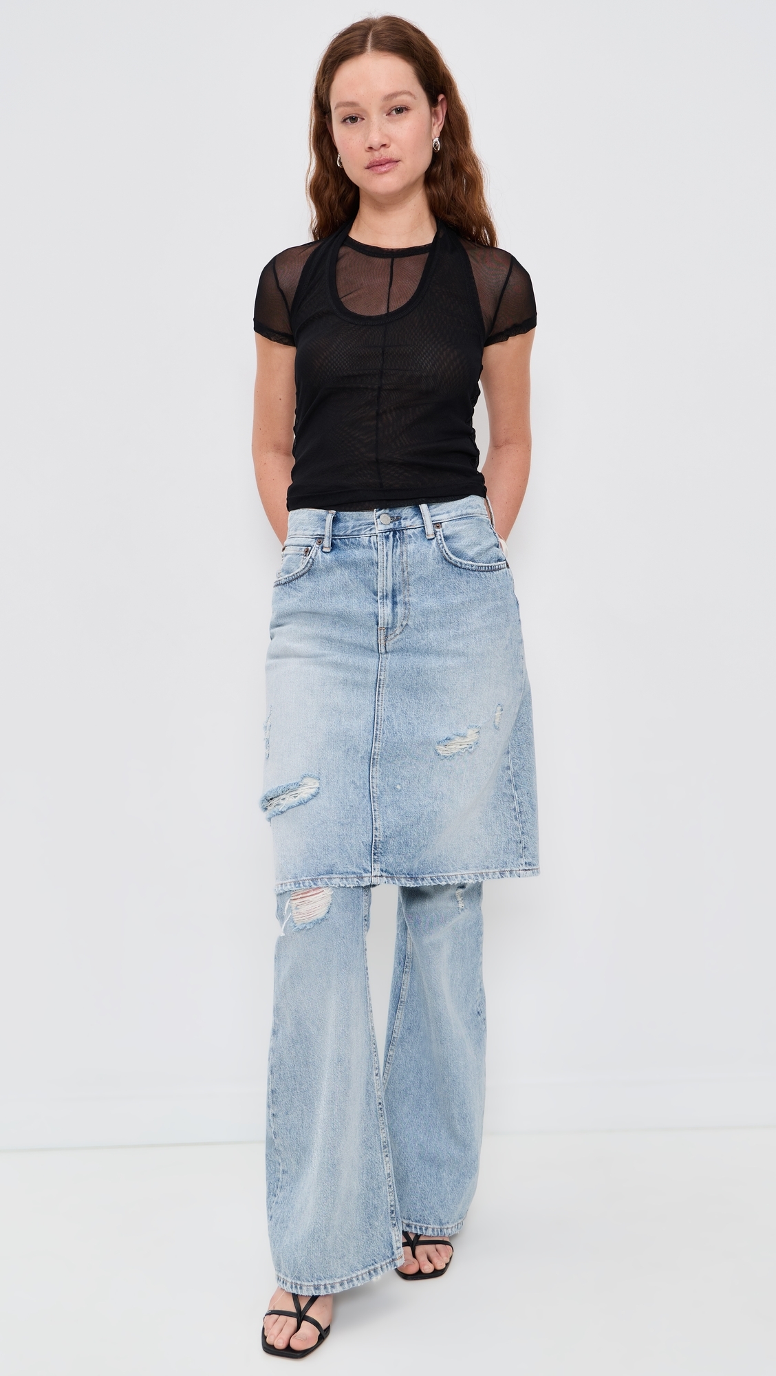 Mesh Layered Tee Black