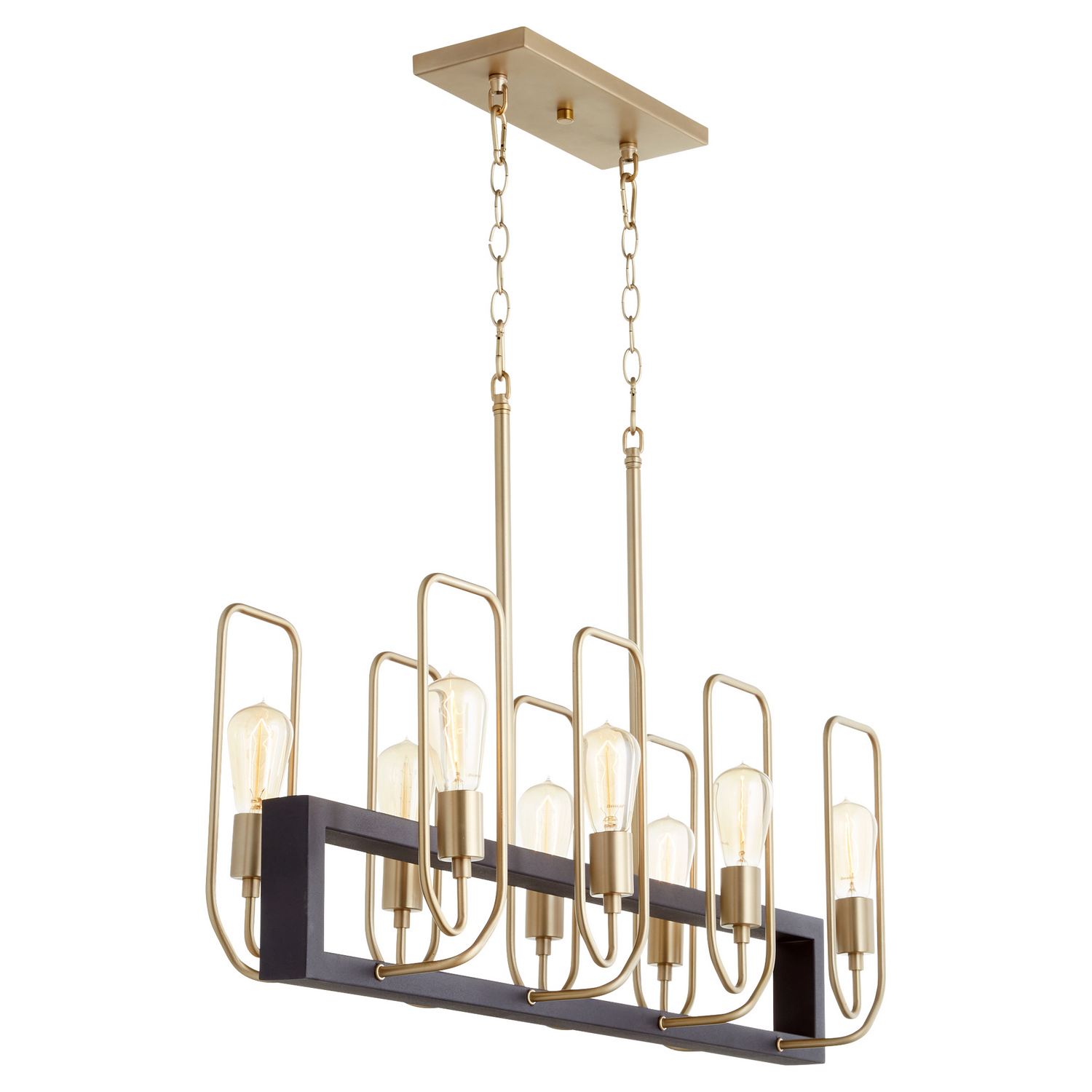 Howe 8-Light Chandelier in Textured Black w with Aged Bra