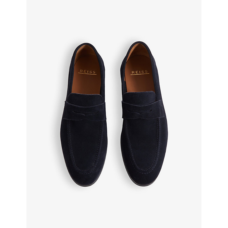 Mens Navy Bray Slip-on Suede Loafers
