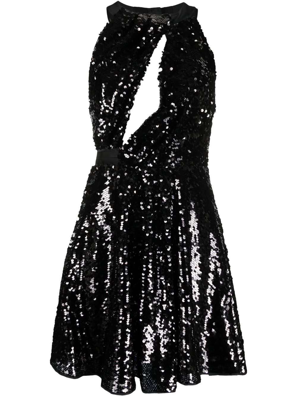 Sequin-embellished flared dress - Black