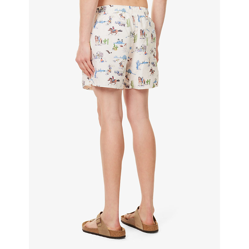 Mens Cream Multi Wild West Recycled-polyester Swim Shorts 