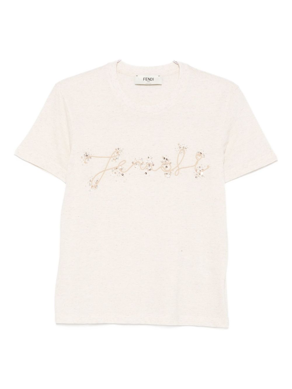 Sequin-embellished T-shirt - Neutrals