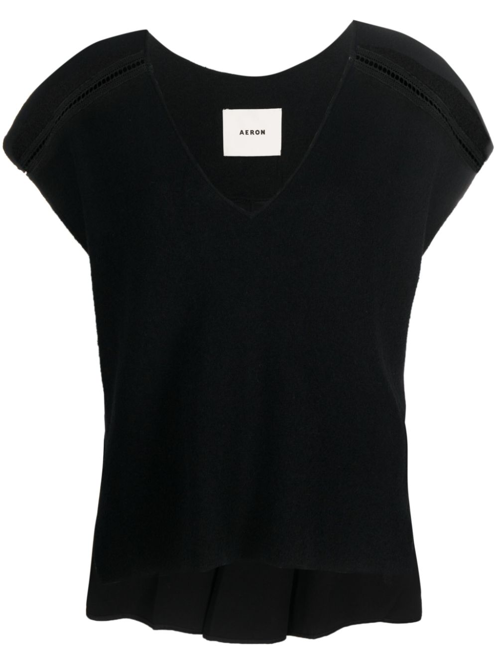 Hybrid V-neck top - Black