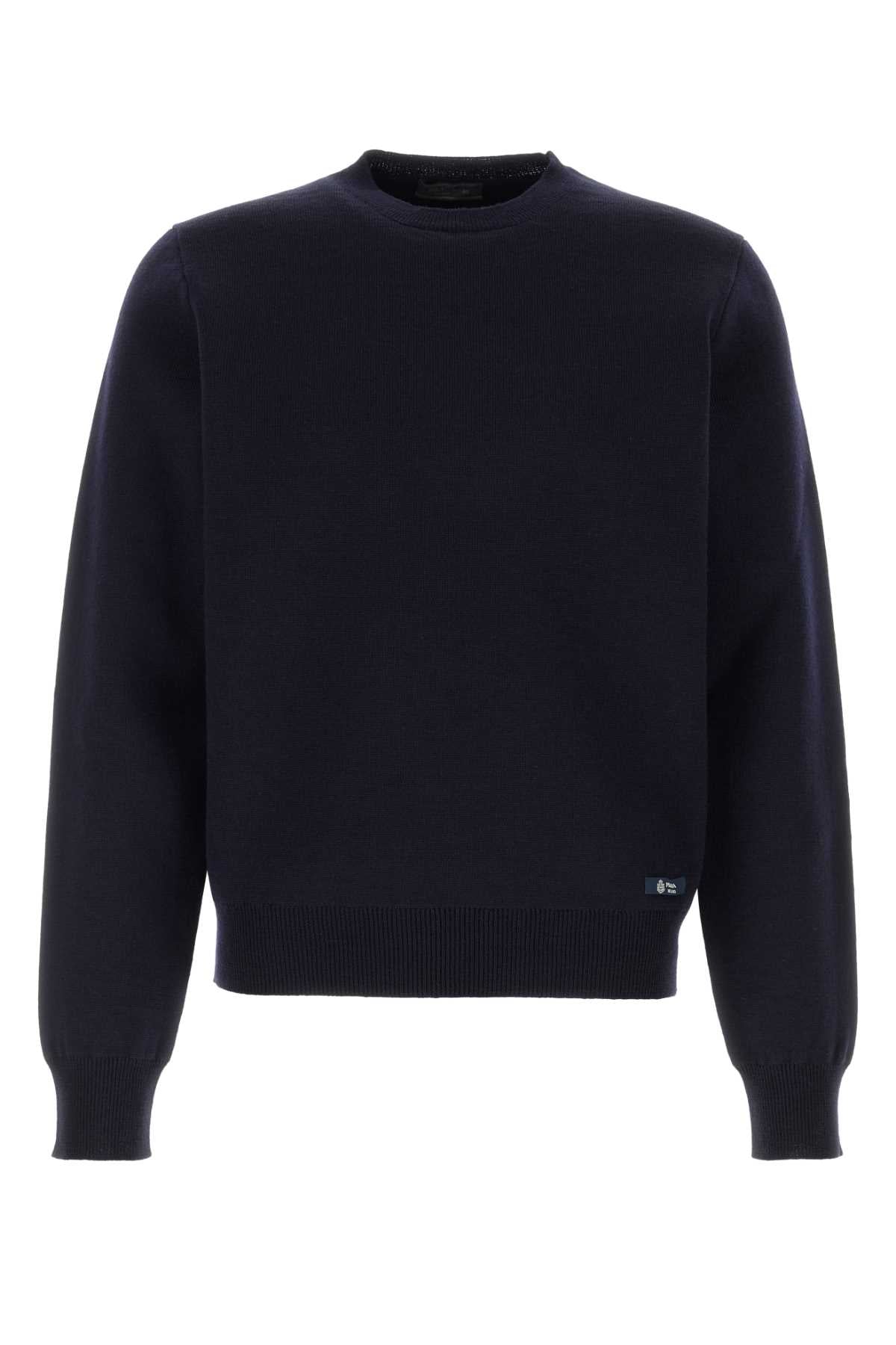 Virgin Wool Blend Sweater — Navy