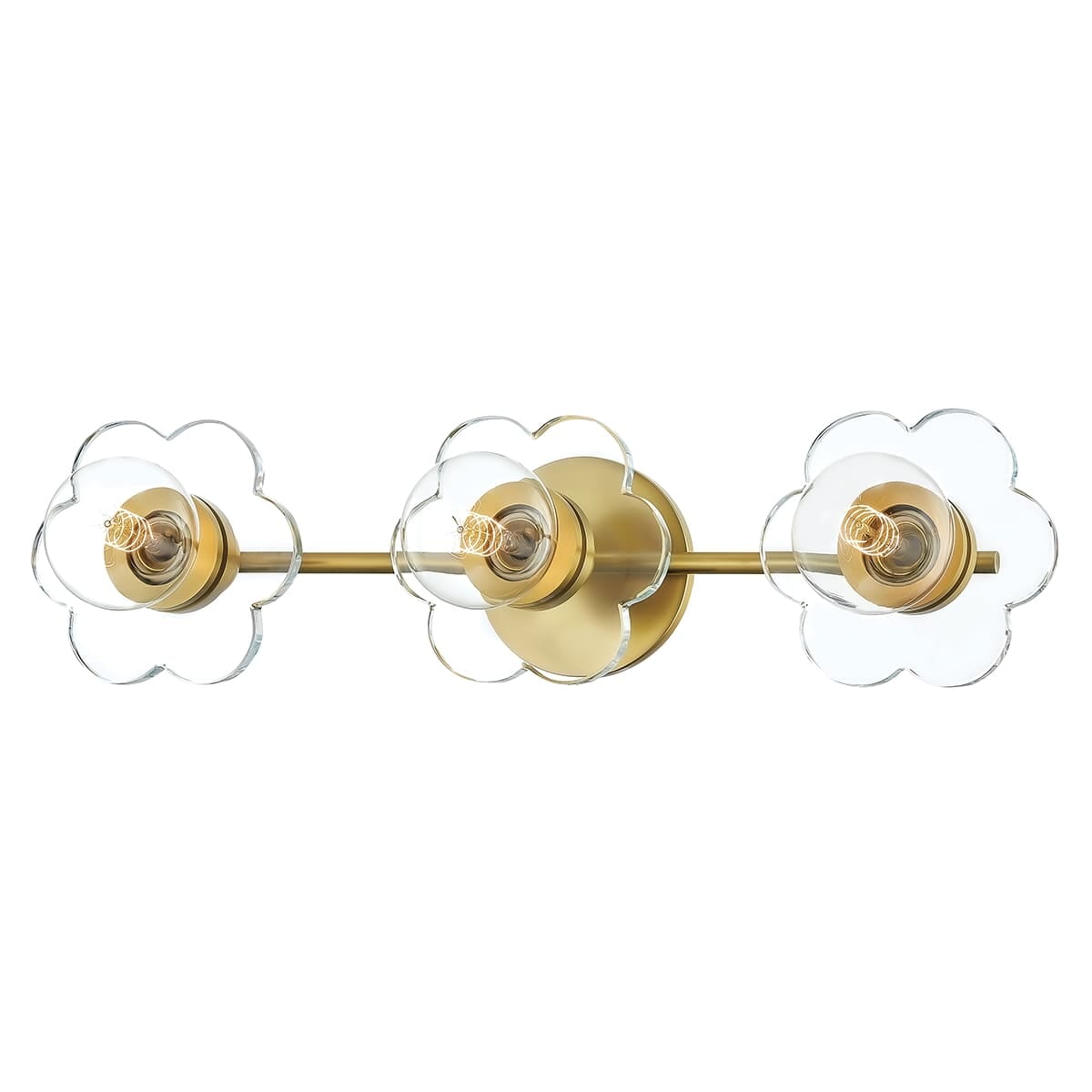 Aged Brass Three Light Bath and Vanity from the Alexa Collection