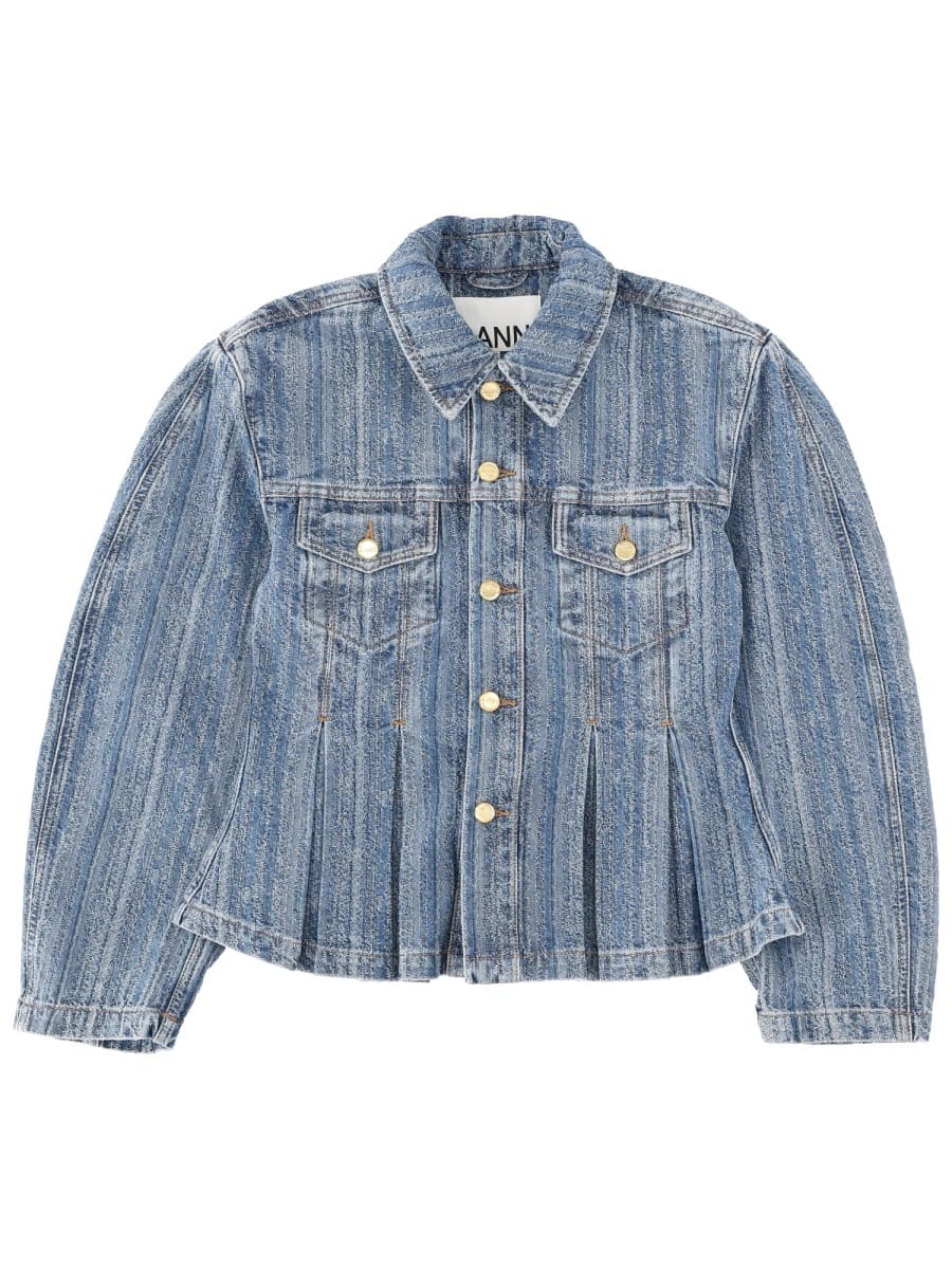 Denim Jacket With Pleats