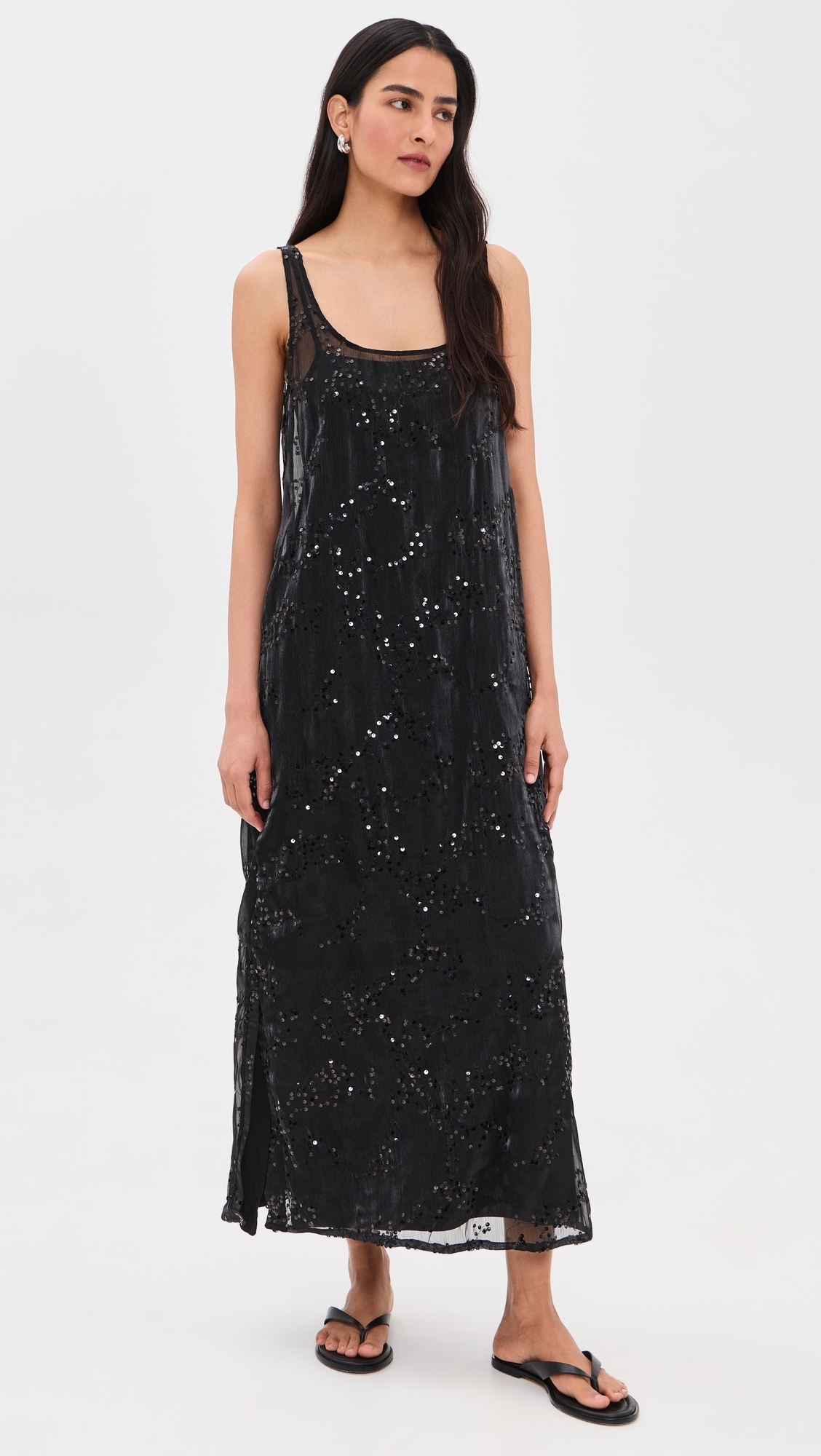 Neve Sequin Midi Dress Black Black