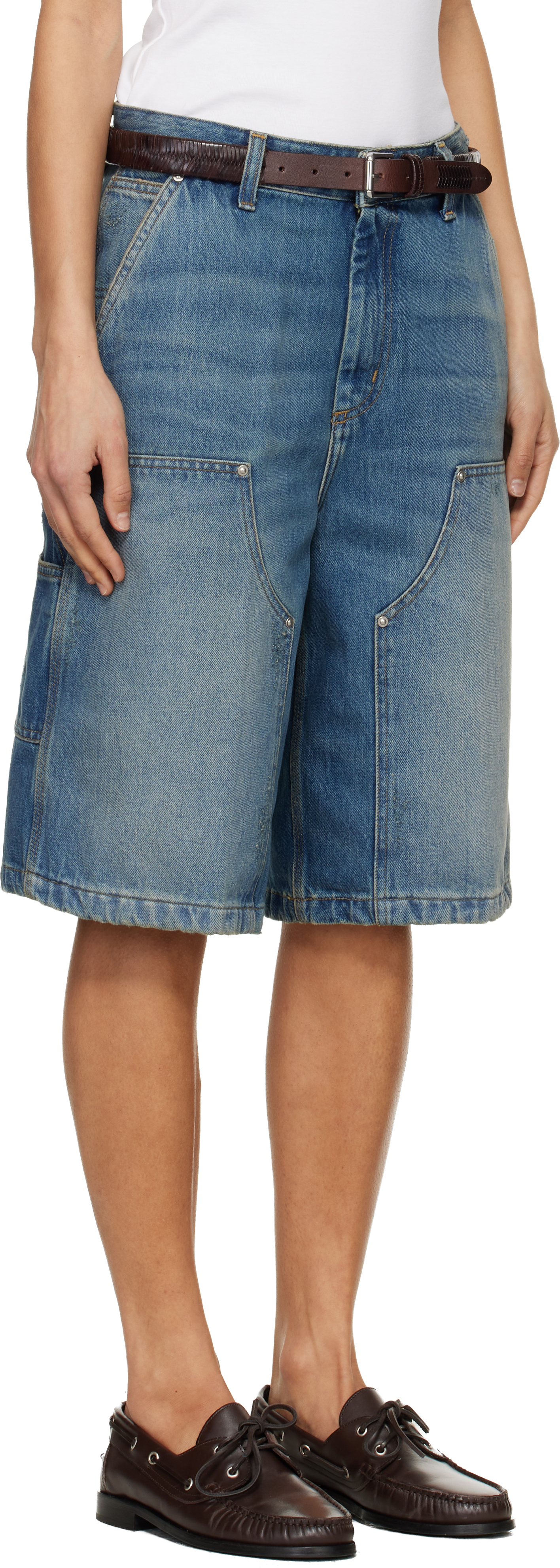 Blue Nixon Double Knee Denim Shorts
