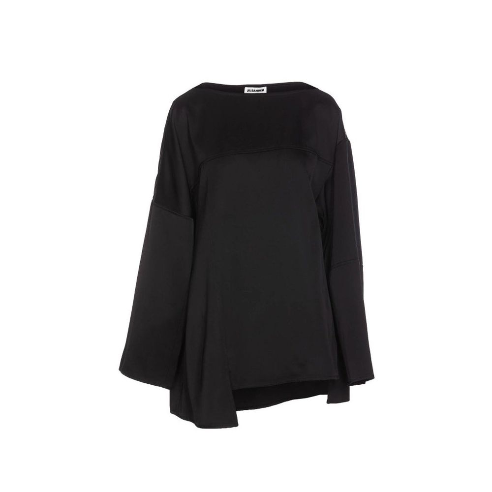 Asymmetrical Silk-Viscose Blouse — Black