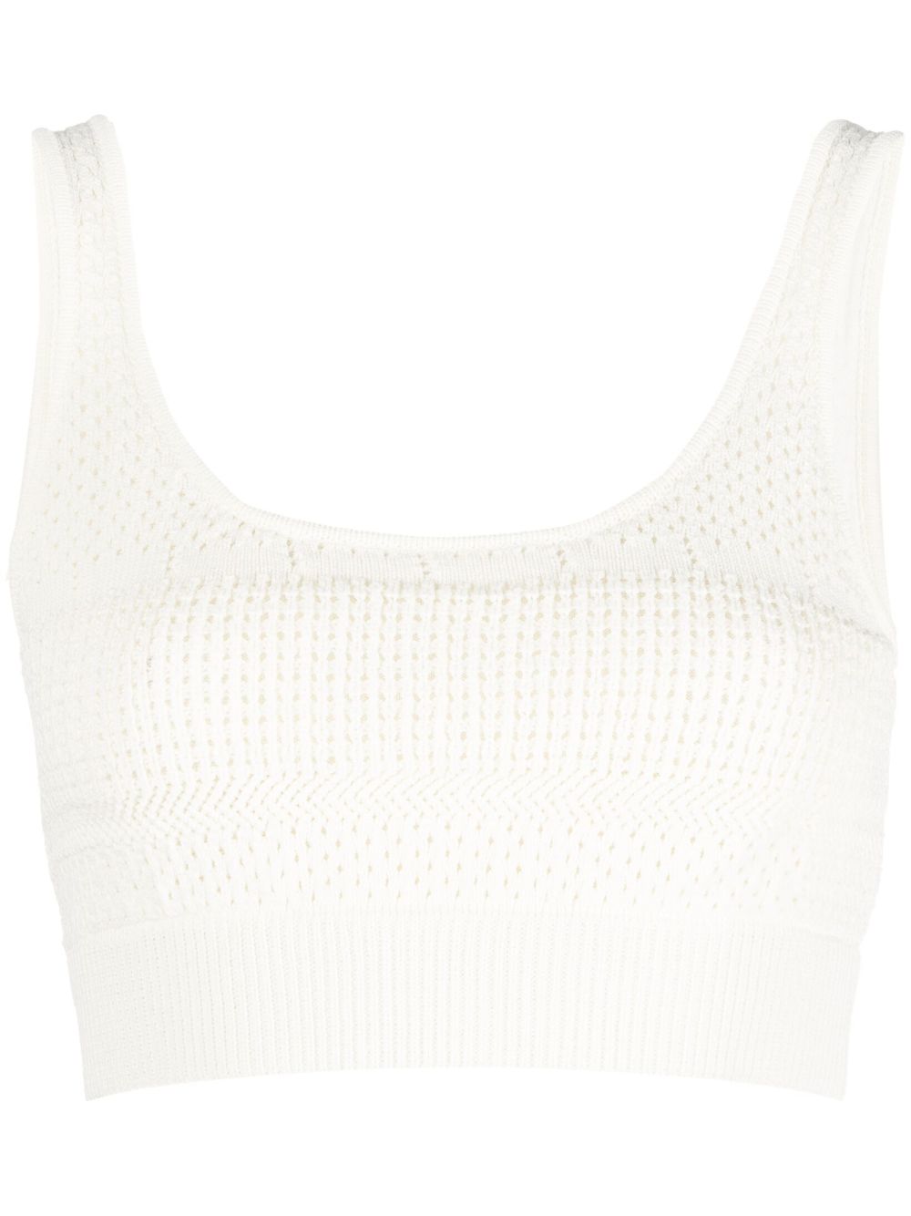 Crochet-knit cropped top - White