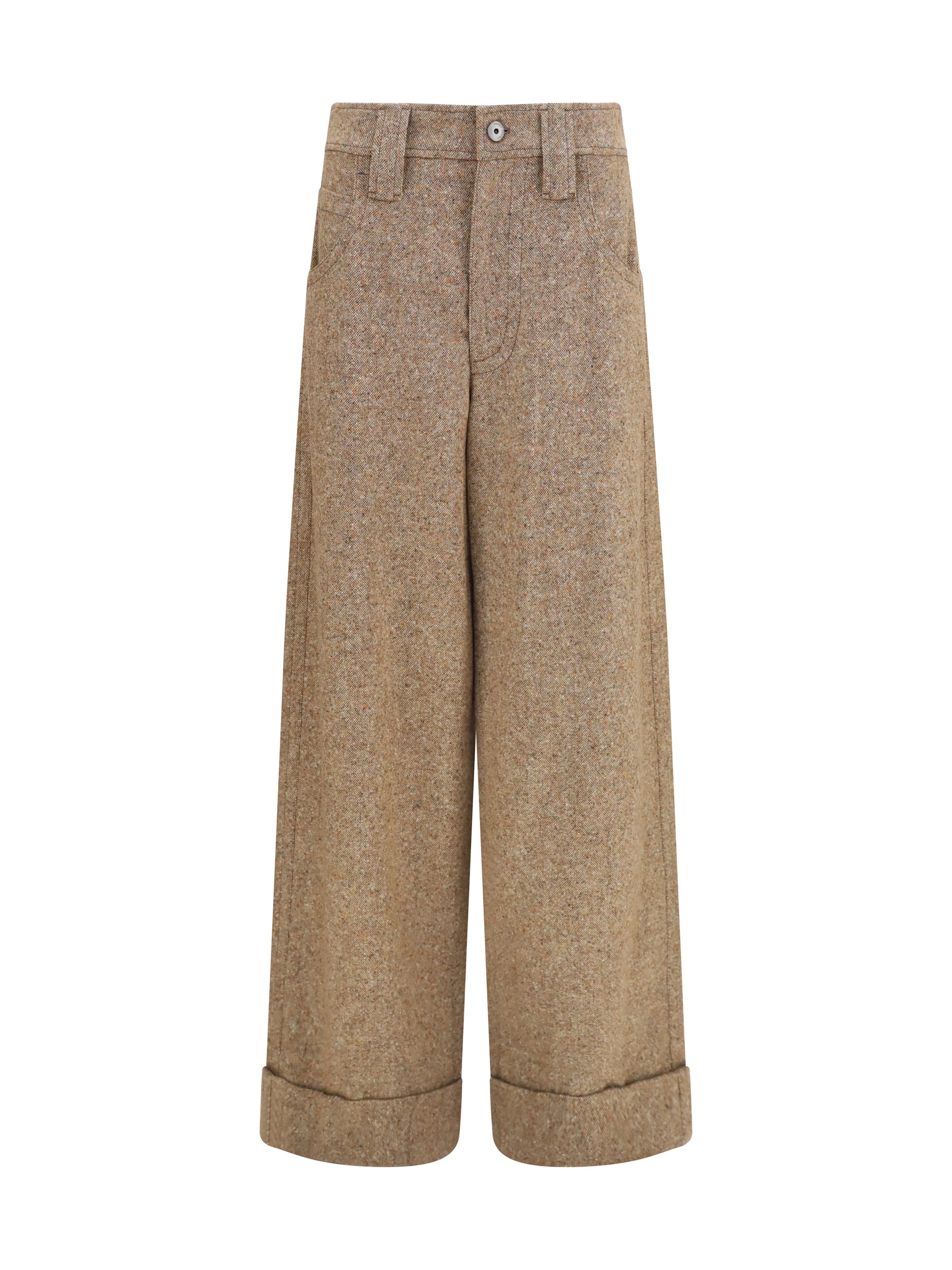 Wool-Blend Trousers — Beige