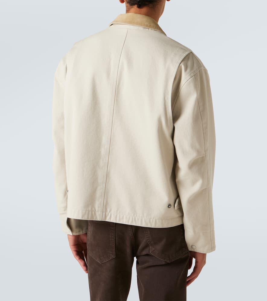 Suede-trimmed cotton canvas jacket