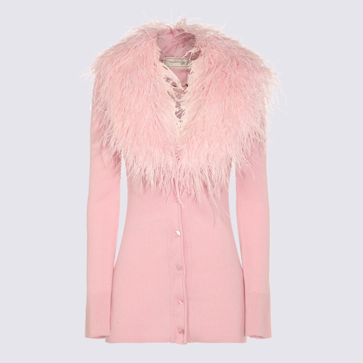Feather-trimmed cardigan - Pink