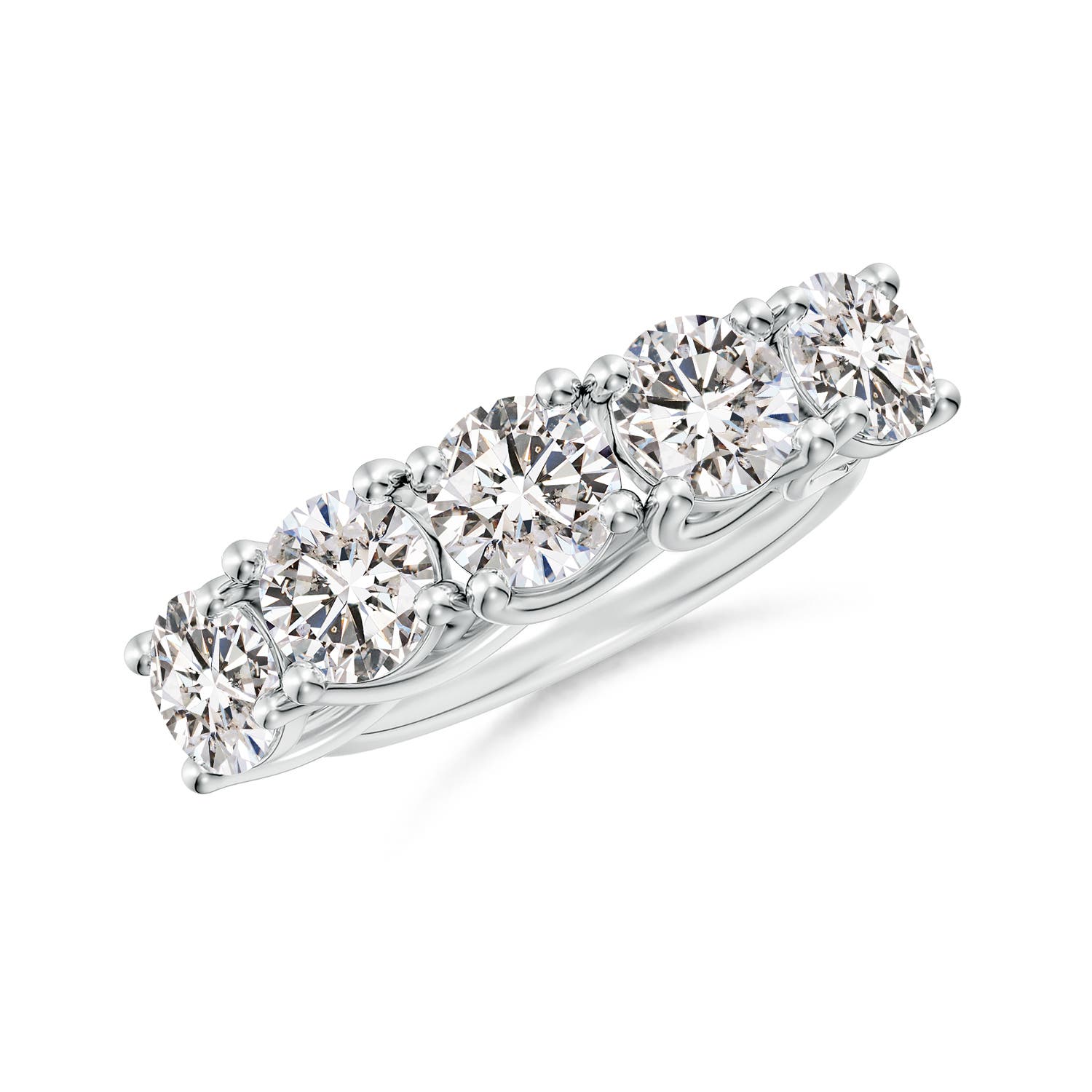 Angara 3.75 Carats Half Eternity Five Stone Diamond Wedding Band in 18K White Gold