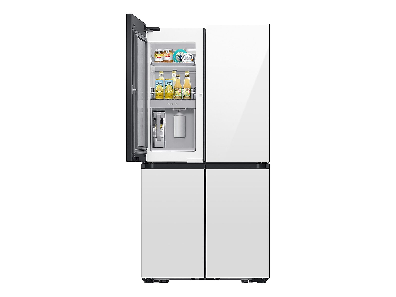 Bespoke 4-Door Flex™ Refrigerator (29 cu. ft.) with Beverage Center™ in White Glass - (with Customizable Door Panel Colors)