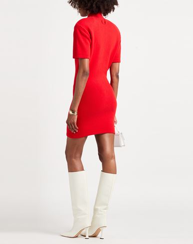 Woman Mini dress Tomato red Size 2 Merino Wool, Polyamide