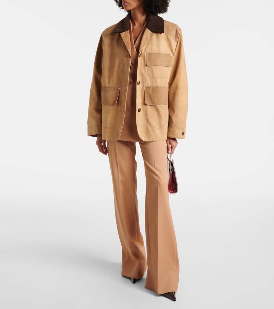 Corduroy-trimmed cotton field jacket