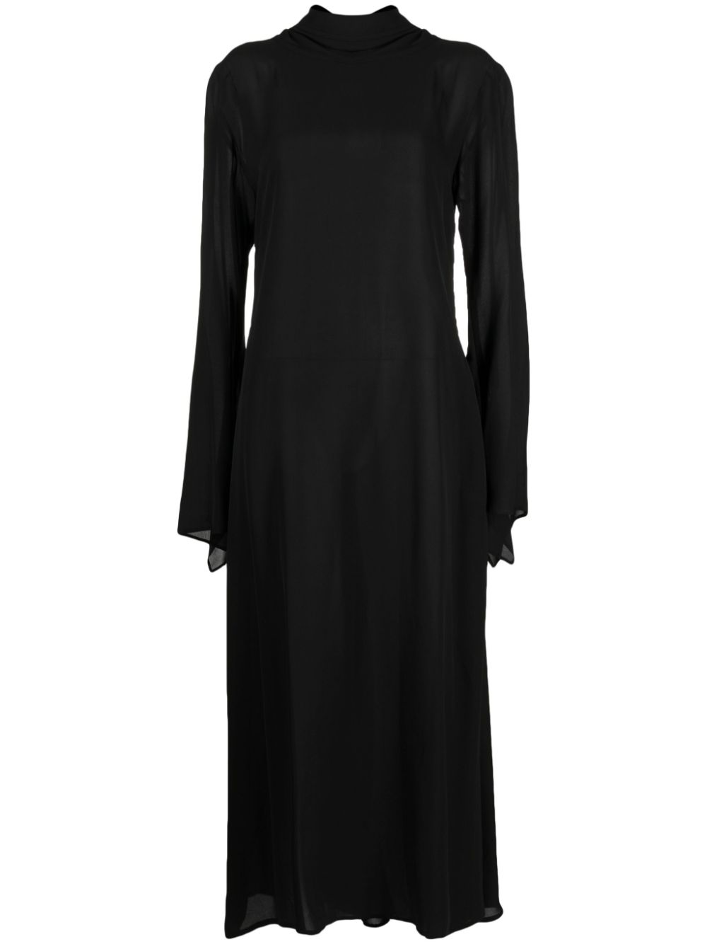 High-neck long-sleeve dress - Black