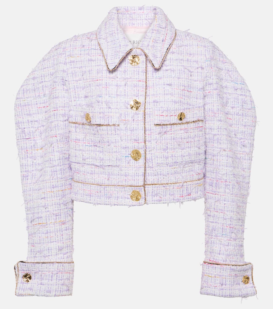 Cropped cotton-blend tweed jacket