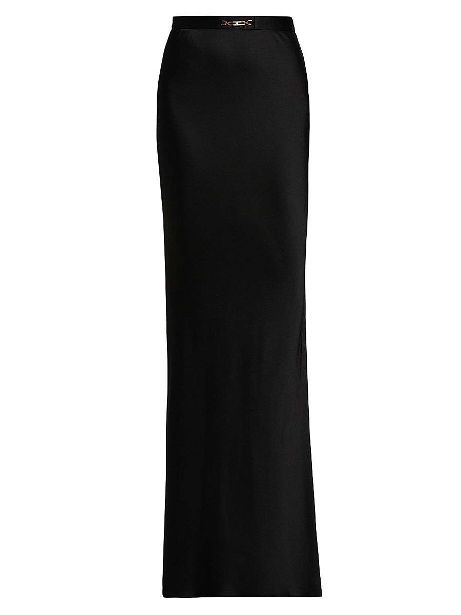 Women's Jewel-Detailed Satin Crêpe Maxi Skirt - Nero