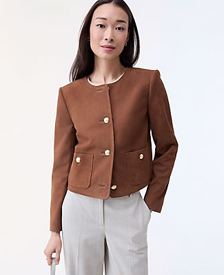 Ann Taylor The Crew Neck Jacket in Suede
