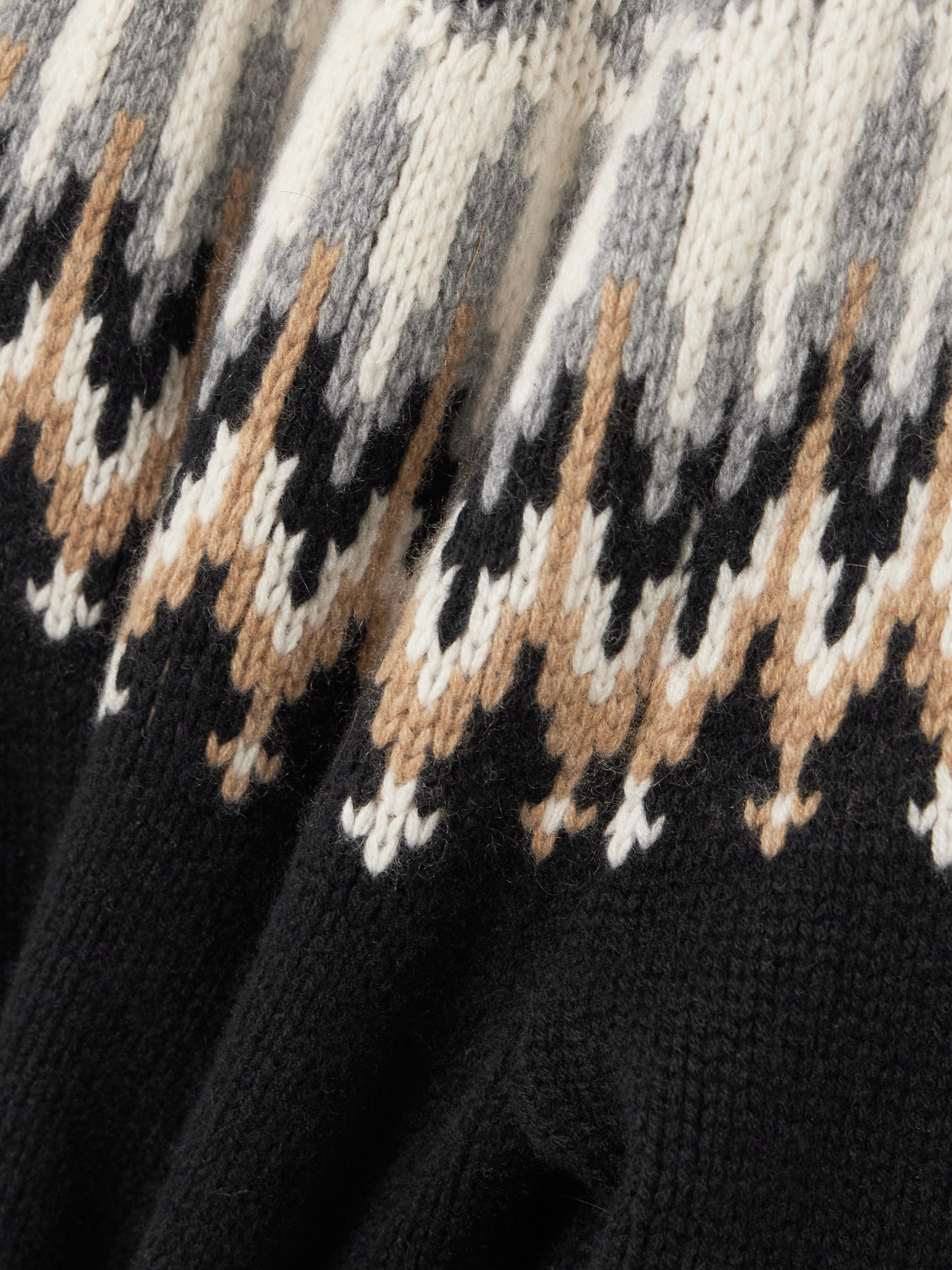 Ingrid Fair Isle Cashmere Turtleneck Sweater - Black