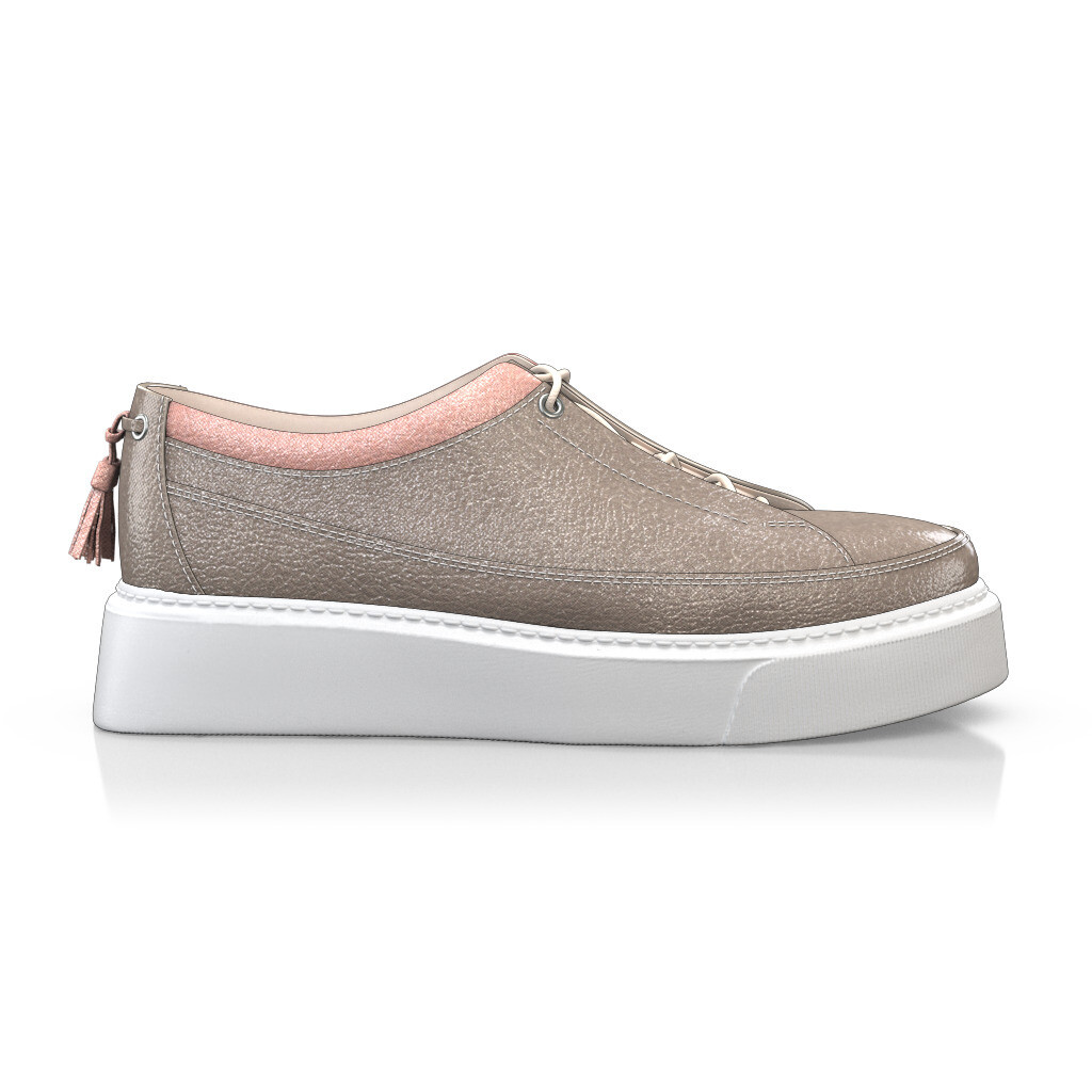 Women's Trendy Dress Sneakers Handmade in Italy with Silver Metallics Leather - Custom Design - GIROTTI