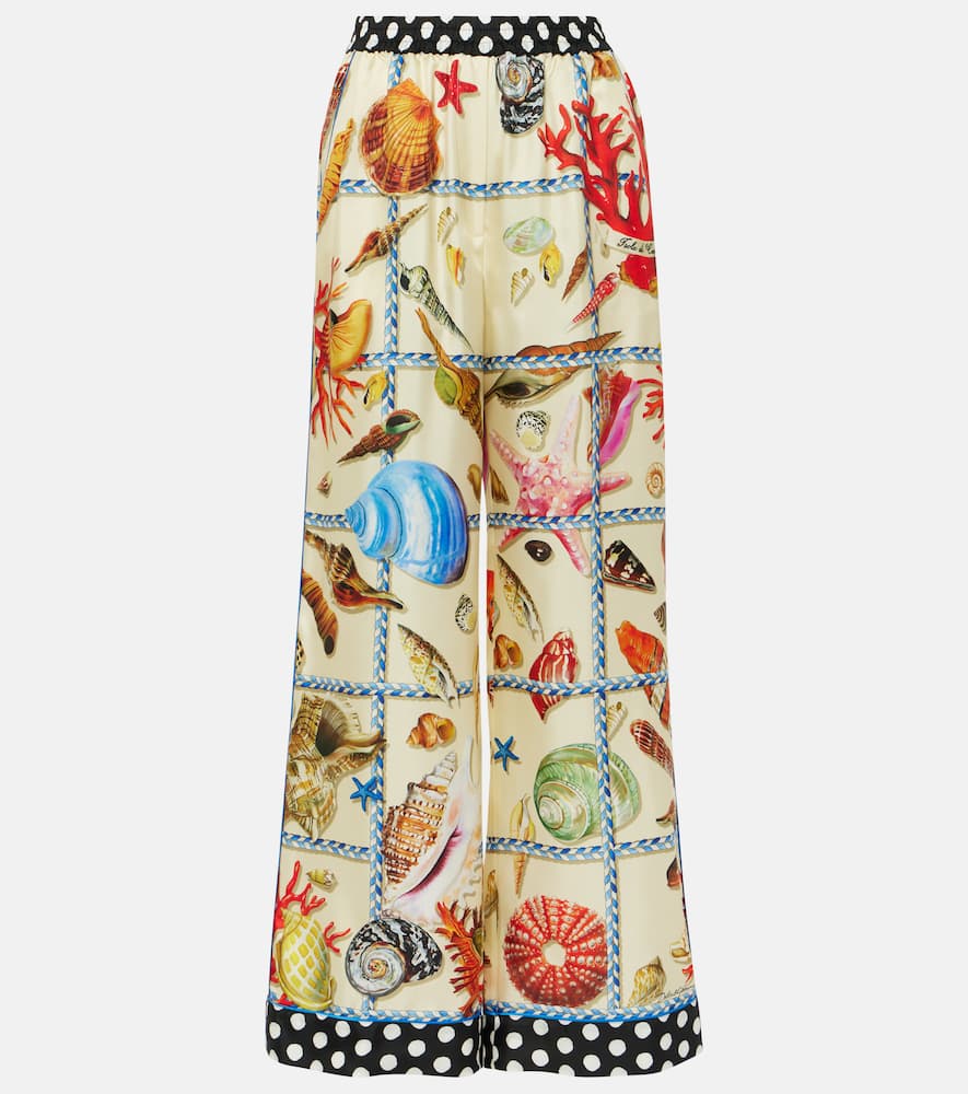 Capri printed silk satin palazzo pants