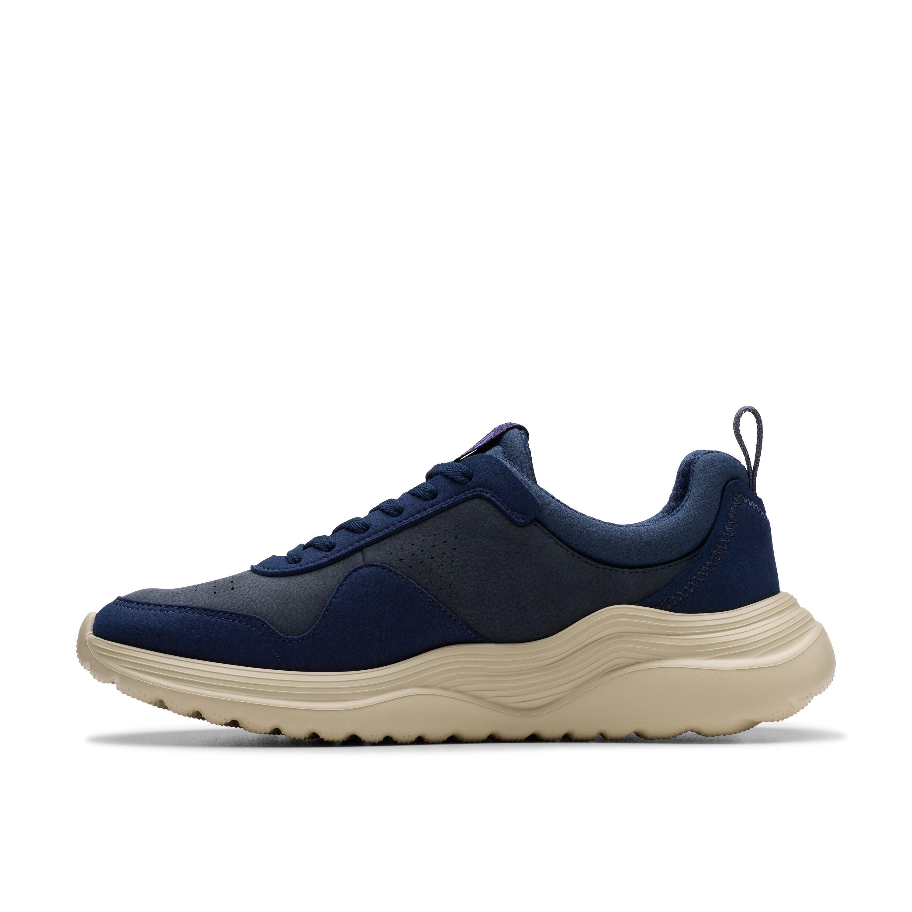 Clarks Lt 360 Lace Navy Nubuck Lace Up,trainers In Blue