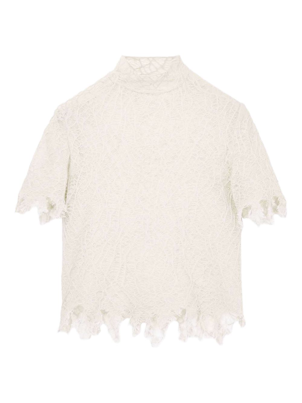 Alexander McQueen Silk Lace Top - Neutrals