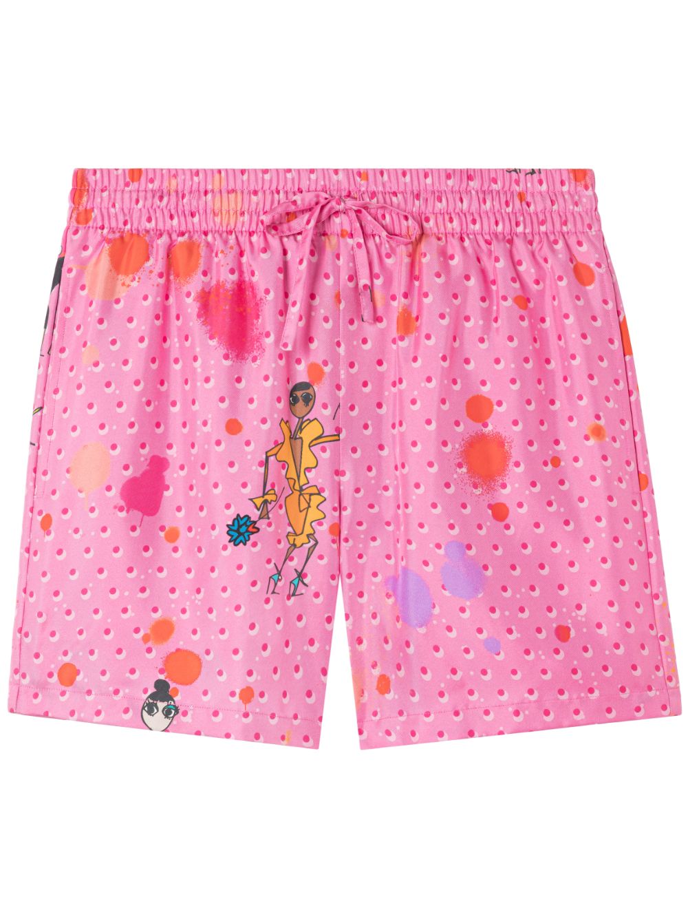 Polka-dot print drawstring shorts - Pink