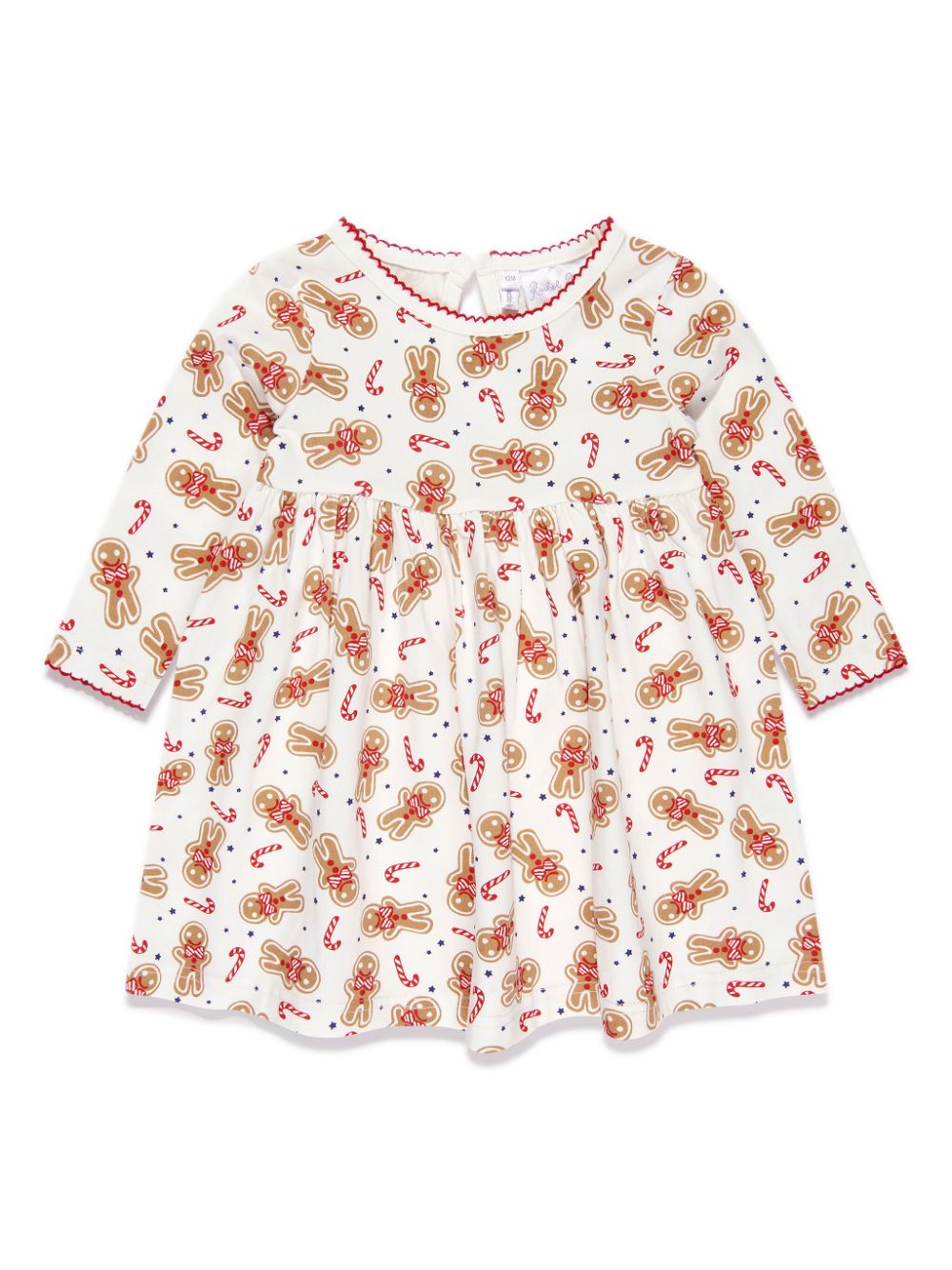 Graphic-print embroidered-edge dress - White