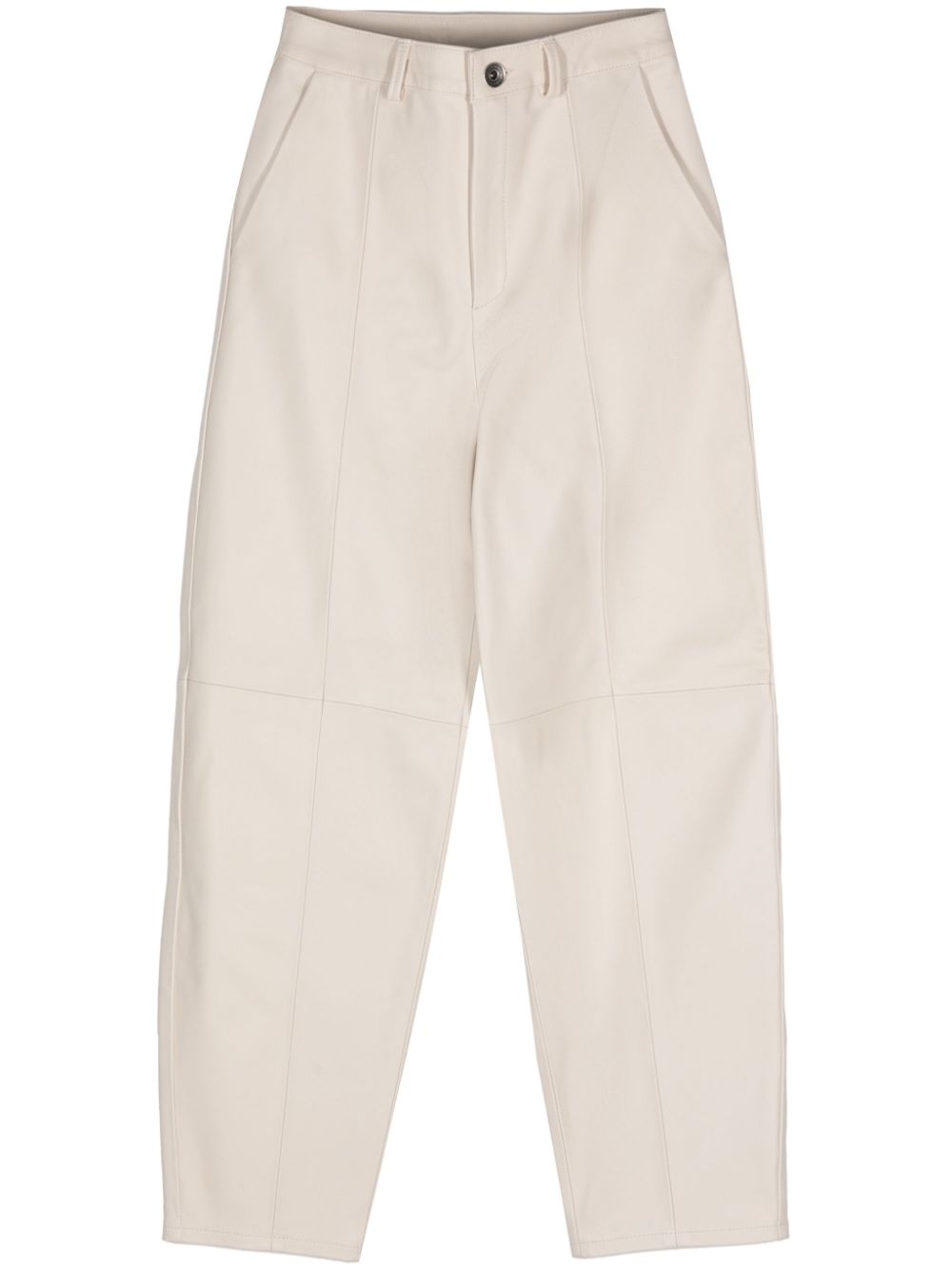 Tapered leather trousers - White
