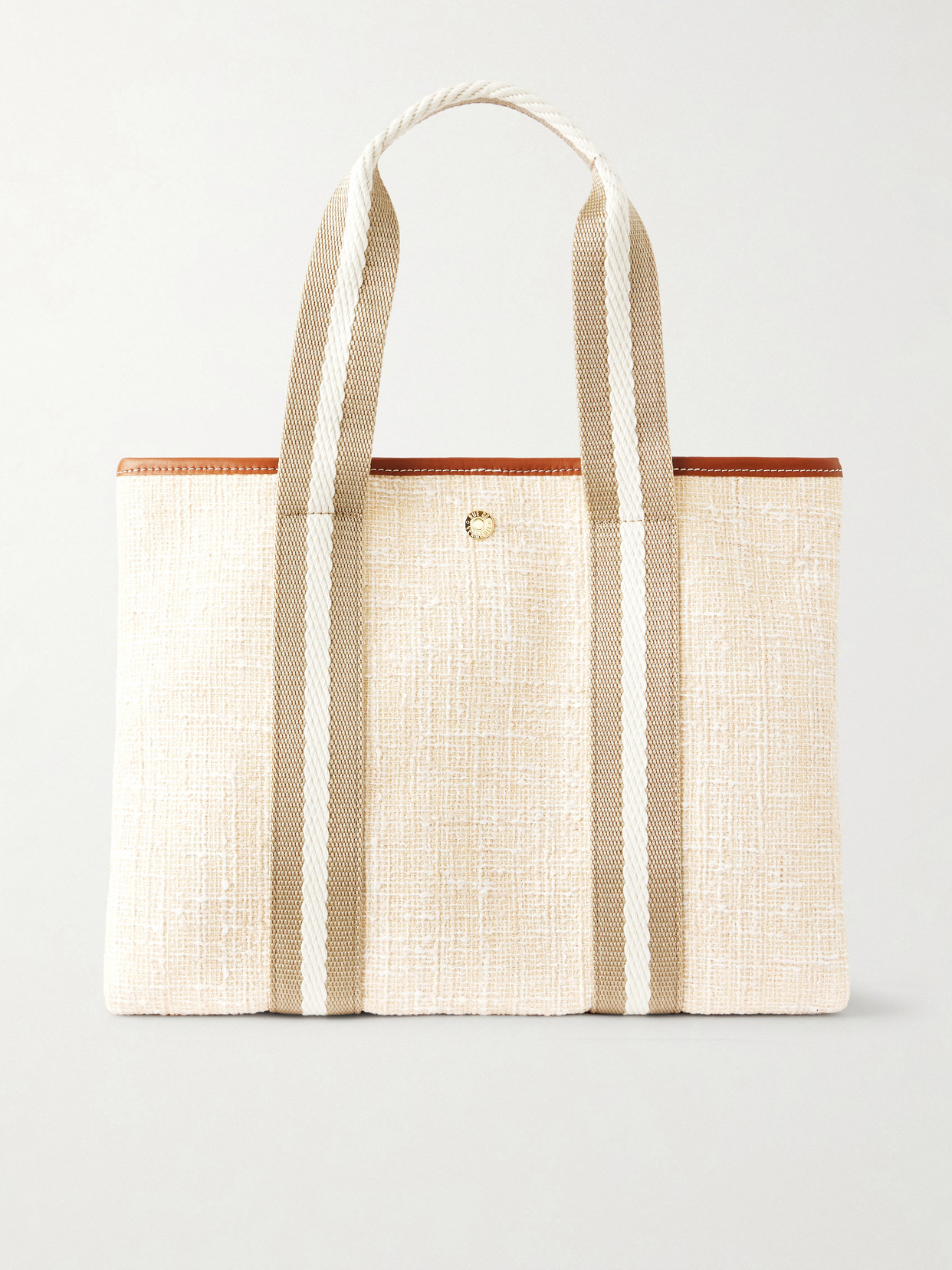 Leather-trimmed Canvas Tote Bag