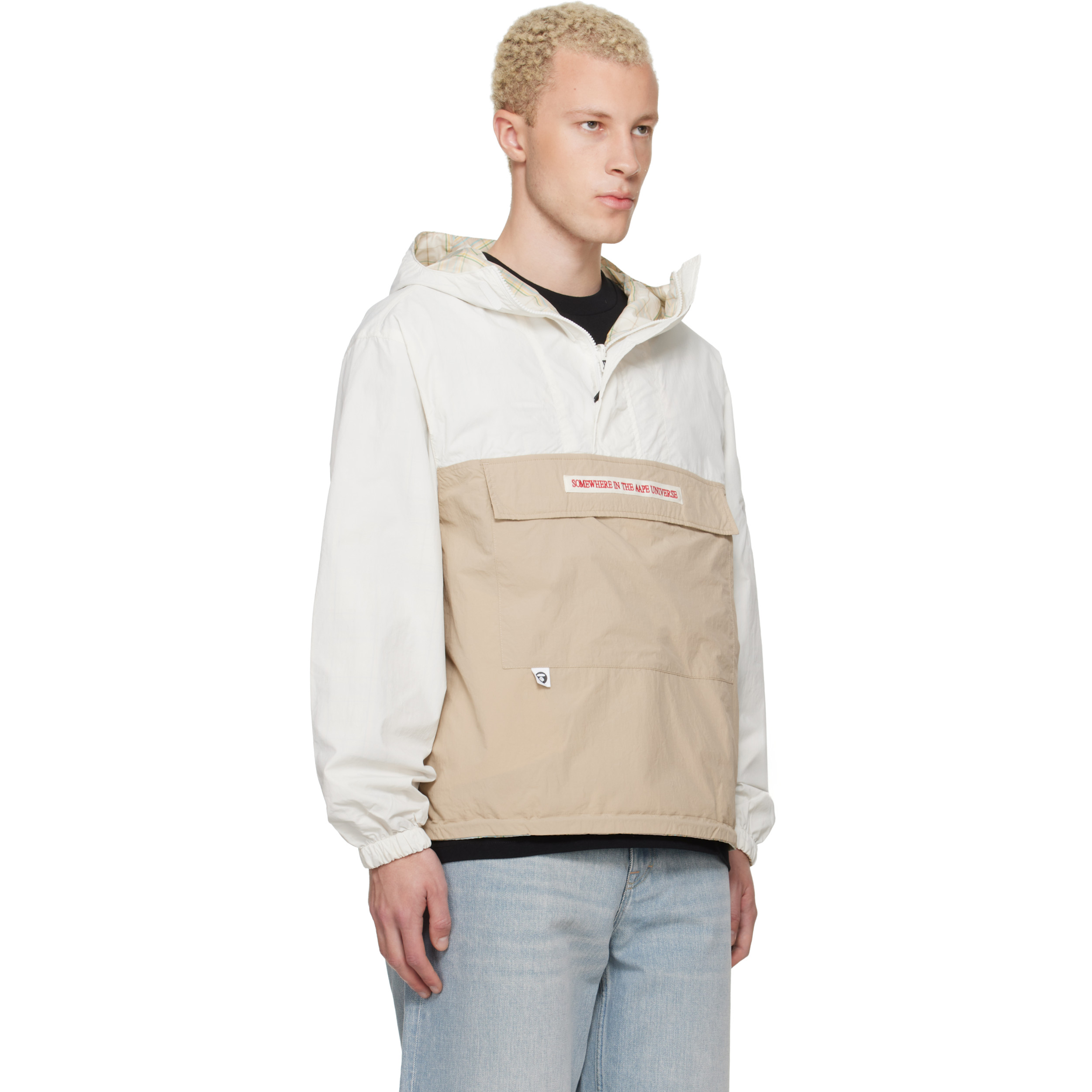 Off-White & Beige 'AAPE' Main Reversible Jacket