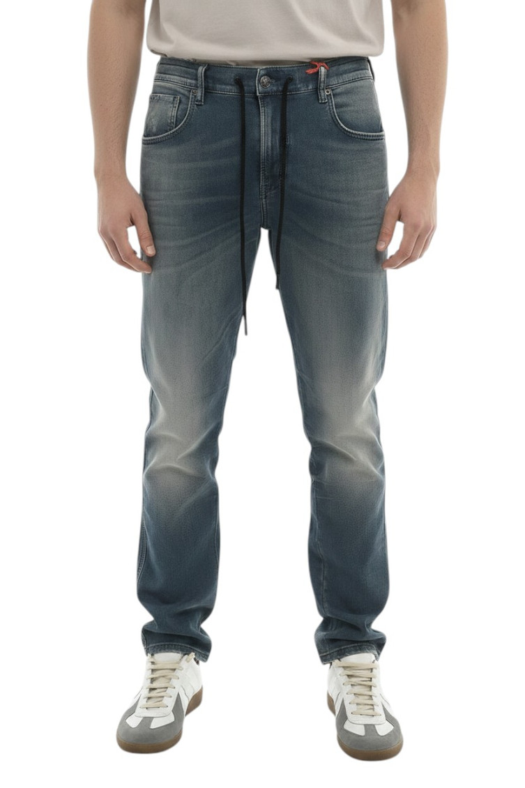 Blue Straight Mid Rise Jeans