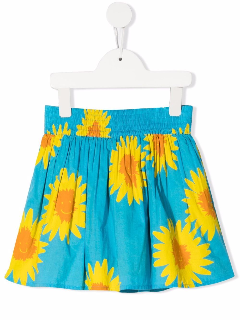 Sunflower-print organic cotton skirt - Blue