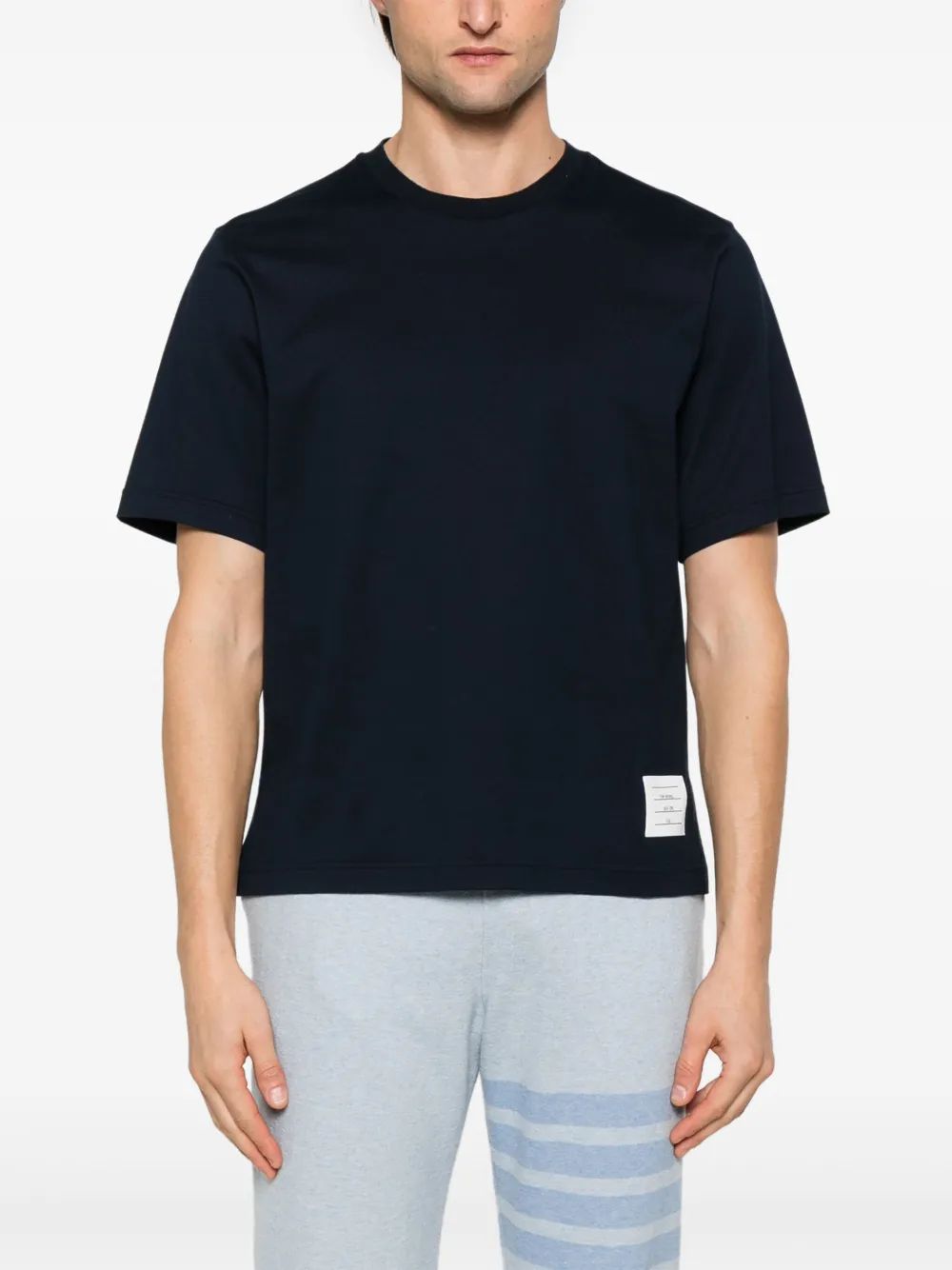 Thom Browne Oversized Short Sleeve Tee W/ Rwb Knit Trim In Medium Weight Jersey