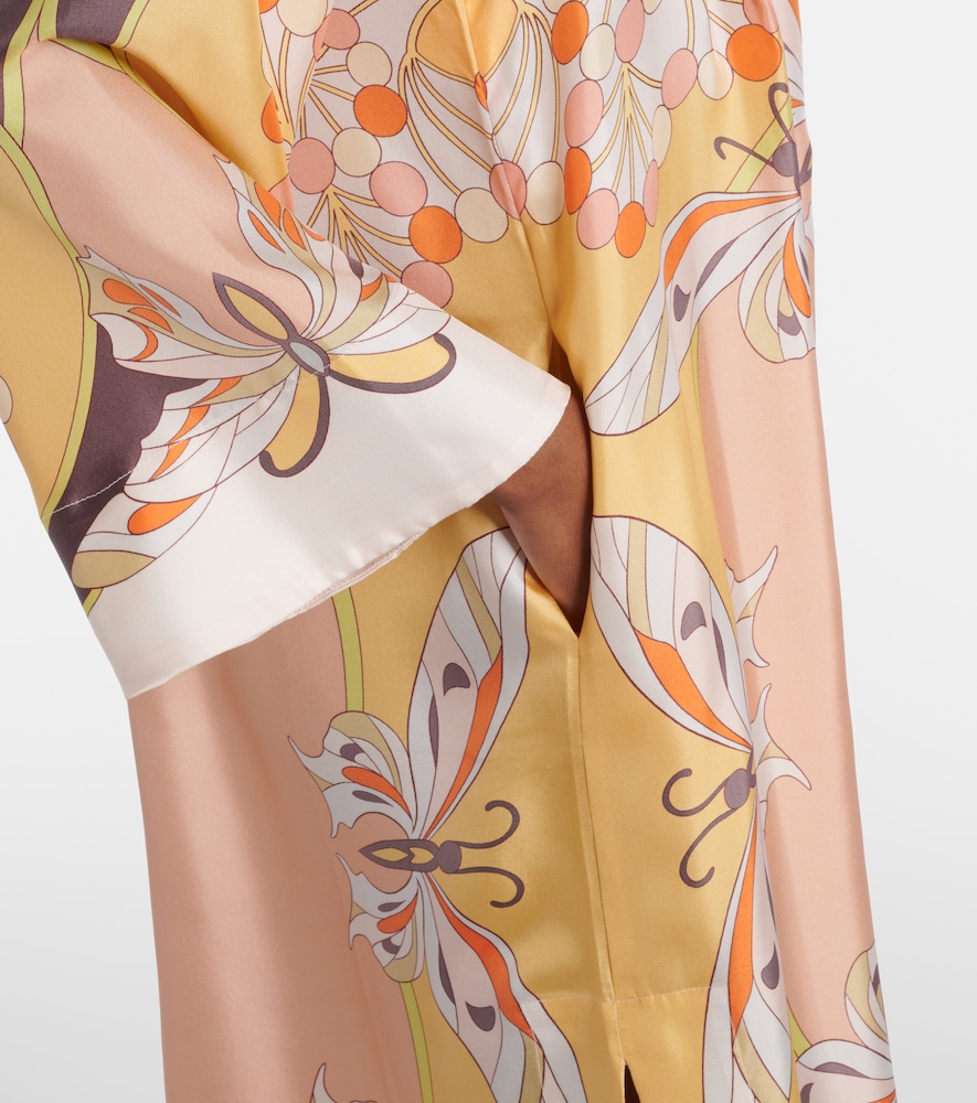 Twin Flame printed silk twill maxi dress