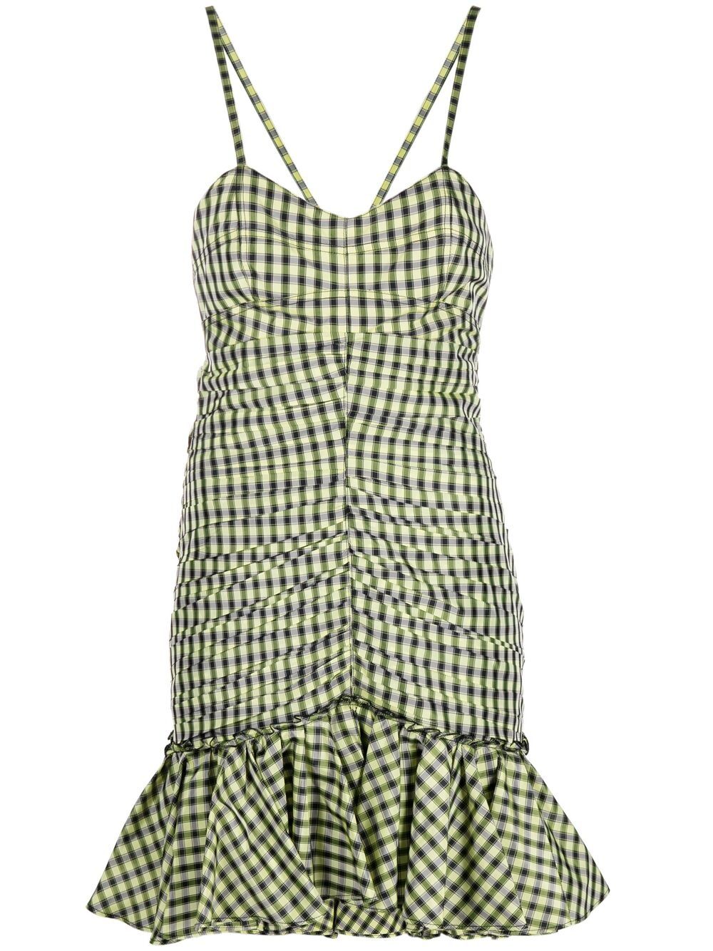 Gingham check print minidress - Yellow
