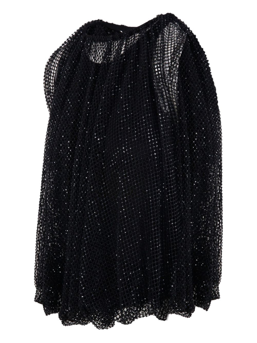 Black Embellished Round Neck Top