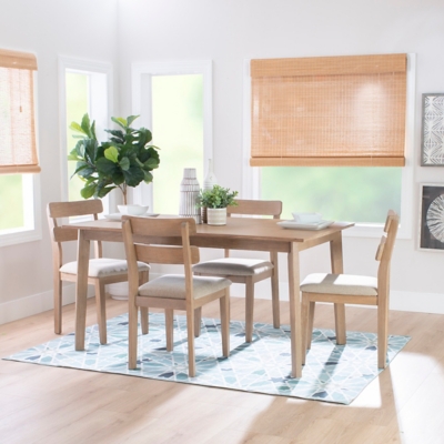Linon Devin Dining Table and 4 Chairs Set, Natural