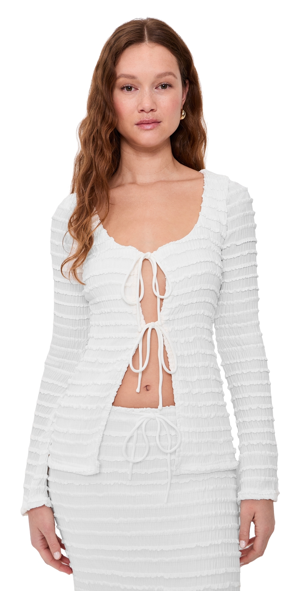 Adalee Ruffle Texture Top White