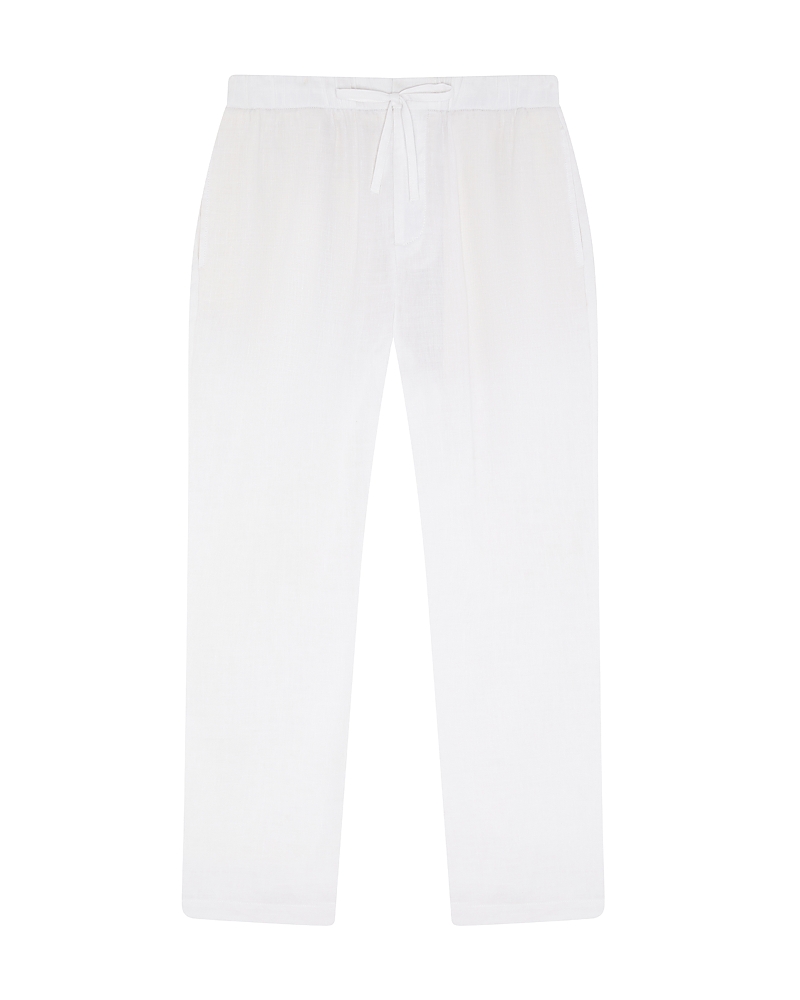 Straight leg drawstring waist trousers - White