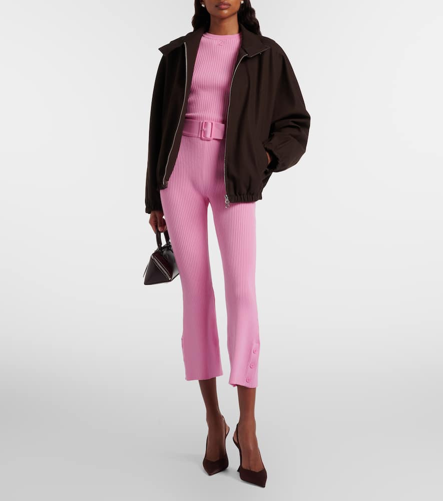 Courrèges Logo ribbed-knit crop top