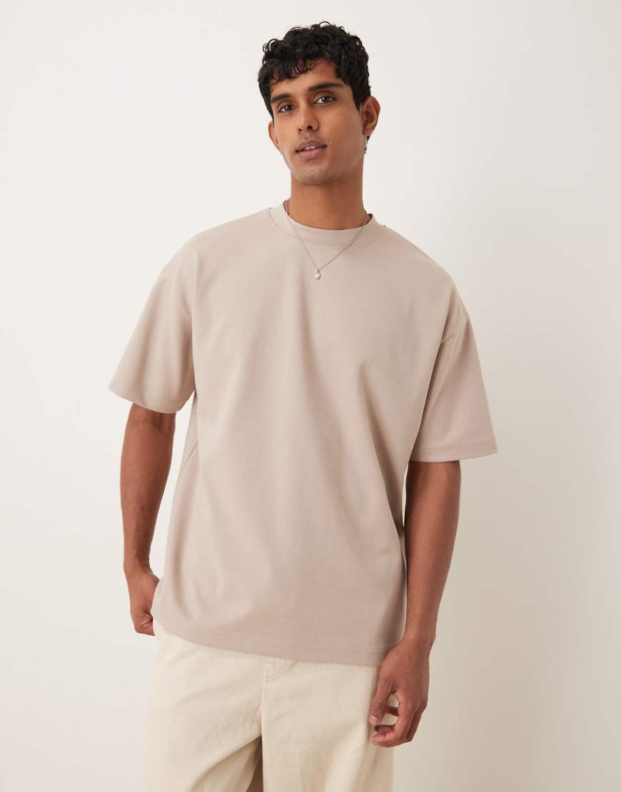 BreatheMAX™ heavyweight oversized T-shirt in stone cotton blend-Neutral